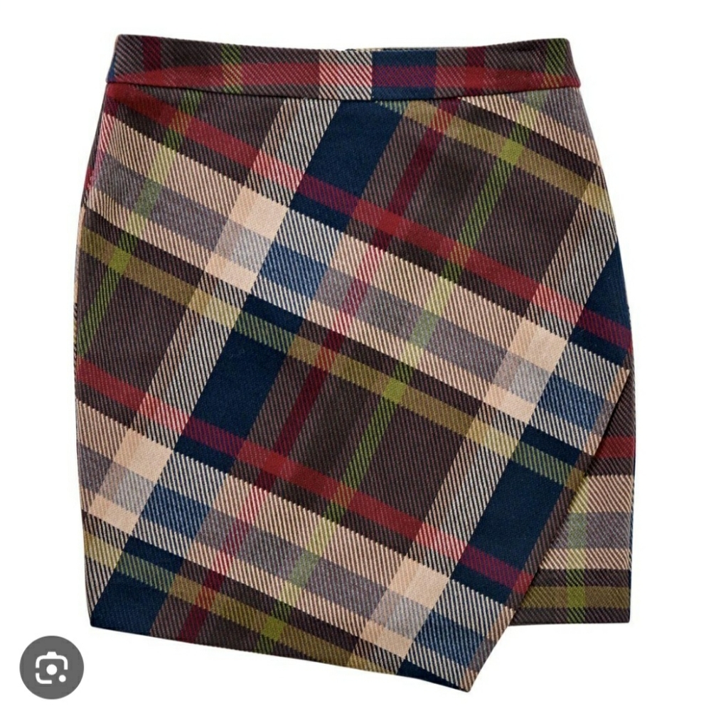 Womens Le Chateau Assimetric Plaid Classic Mini Skirt Sz 6 Preppy Academia